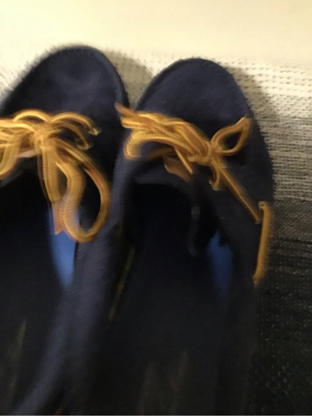 Sperry Men's Navy Suede Boat Shoes with Contrast Gold Laces